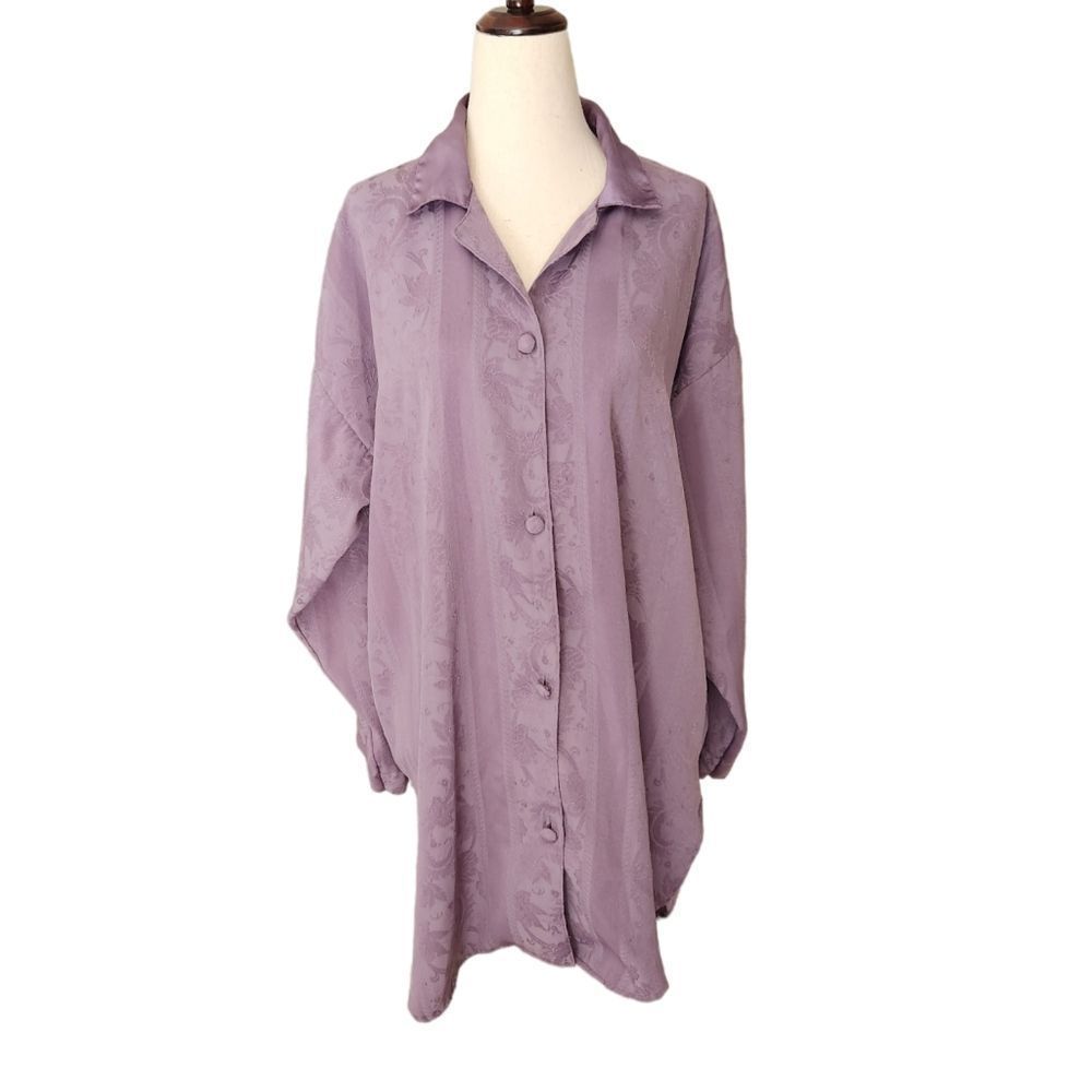 VICTORIA'S Secret Gold Label Vintage Grey Jacquard Night Shirt Medium/Large